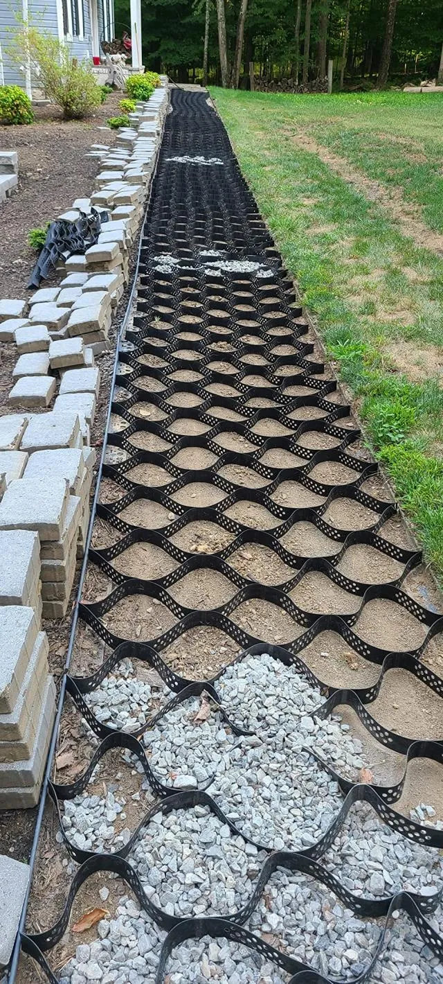 Ground Grid 3-Inch Depth Geocell Grid 17.06x8.86 FT / 5200x2700 mm for Gravel