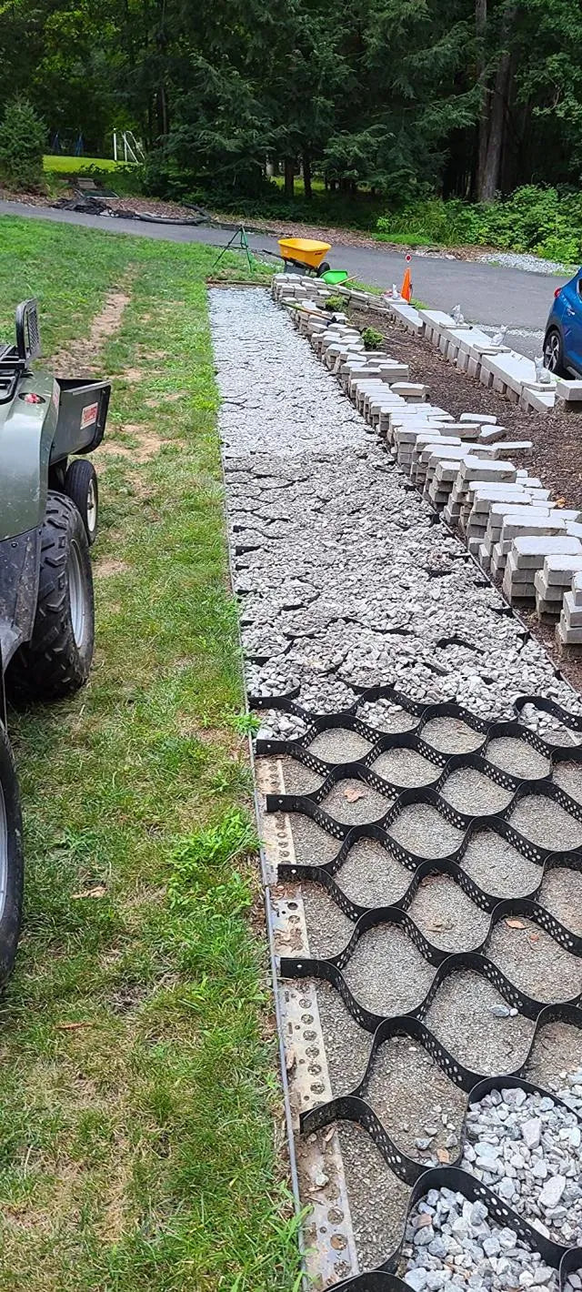Ground Grid 3-Inch Depth Geocell Grid 17.06x8.86 FT / 5200x2700 mm for Gravel
