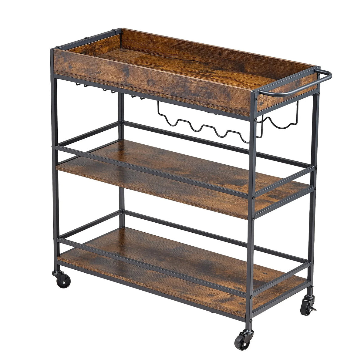 VEVOR Bar Cart, 3 Tiers Home Kitchen Serving Carts, Industrial Rolling Utility Station on Wheel, - view 10