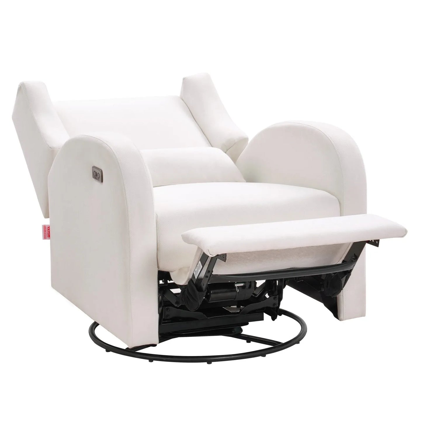 VEVOR Electronic Power Recliner and Swivel Glider, 250 lbs Weight Capacity Swivel Glider Recliner Chair with USB Port, Polyester Surface Swivel Rocker Recliner for Living Room, Bedroom, Off White
