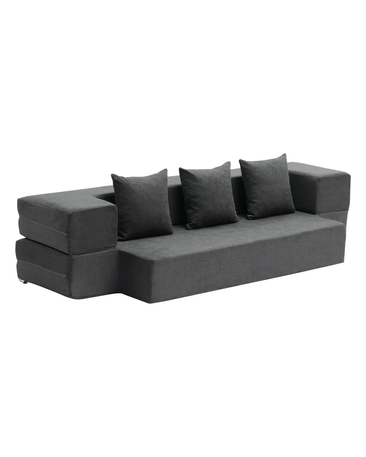 VEVOR Folding Sofa Bed, 3-in-1 Foldable Couch Bed with 3 Pillows and Washable Cover, 25D High Density Memory Foam Convertible Sleeper Chair Bed, Futon Couch for Living Room, Bedroom, Dark Grey(Twin)