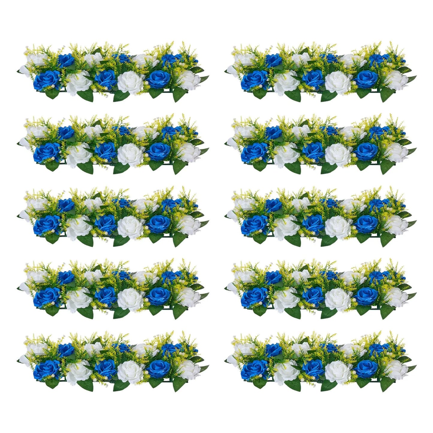 Flower Balls for Wedding Centerpieces Fake Flower Arrangement Blue + White 10PCS