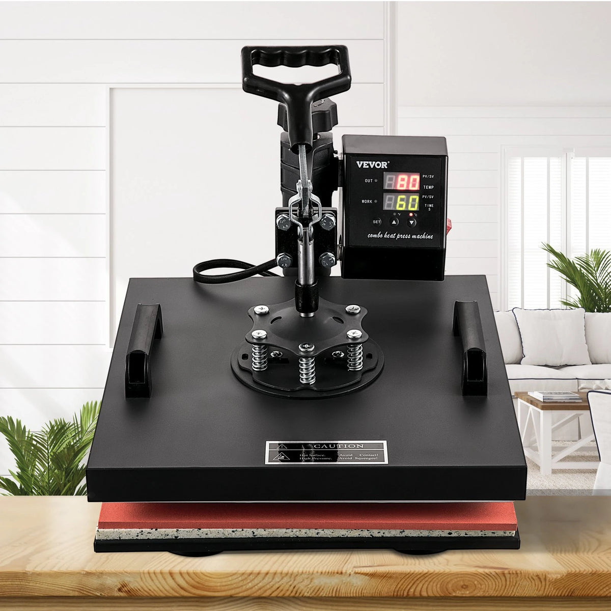 VEVOR Heat Press Machine 15x15Inch 8pcs 1050W Combo Digital Multifunctional Sublimation Heat Transfer Machine Dual LED Display for T Shirts Hat Mug Cap Plate Swing Away Design