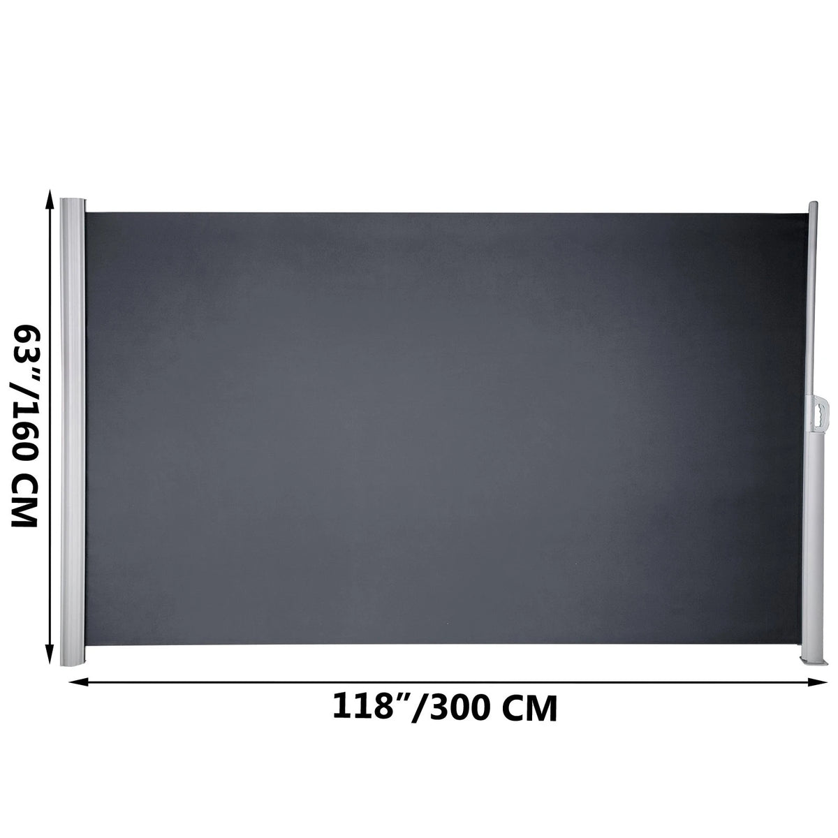VEVOR Retractable Side Awning, 63''x 118'' Aluminum Outdoor Privacy Screen, 280g Polyester Water-proof Retractable Patio Screen, UV 30+ Room Divider Wind Screen for Patio, Backyard, Balcony, Gray