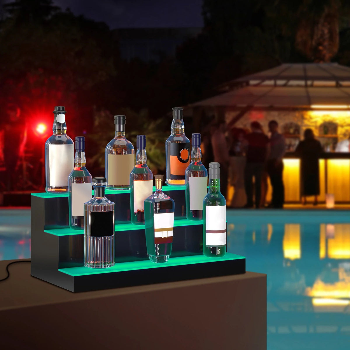 VEVOR LED Lighted Liquor Bottle Display Bar Shelf RF & App Control 24" 3-Step