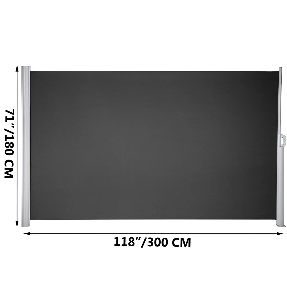VEVOR Retractable Side Awning, 71''x 118'' Aluminum Outdoor Privacy Screen, 280g Polyester Water-proof Retractable Patio Screen, UV 30+ Room Divider Wind Screen for Patio, Backyard, Balcony, Black