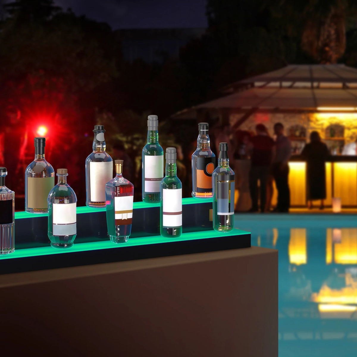 VEVOR LED Lighted Liquor Bottle Display Bar Shelf RF & App Control 40" 2-Step
