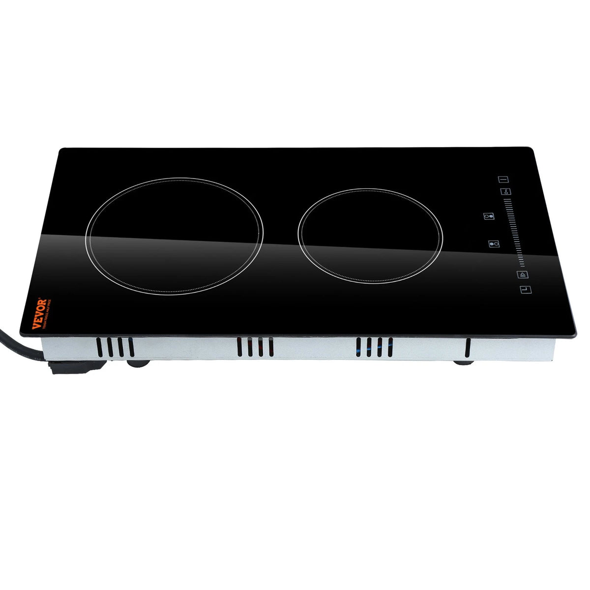 VEVOR Built in Electric Stove Top, 20 x 11.6 inch 2 Burners, 240V Glass Radiant Cooktop with Sensor Touch Control, Timer & Child Lock Included, 9 Power Levels for Simmer Steam Slow Cook Fry