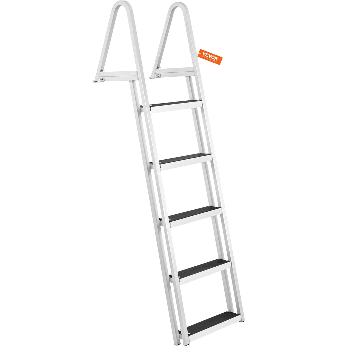 VEVOR Removable Dock Ladder 5 Steps, 350 lbs Load Capacity, Pontoon Boat Ladder with 4'' Wide Step & Nonslip Design for Ship/Lake/Pool/Marine Boarding