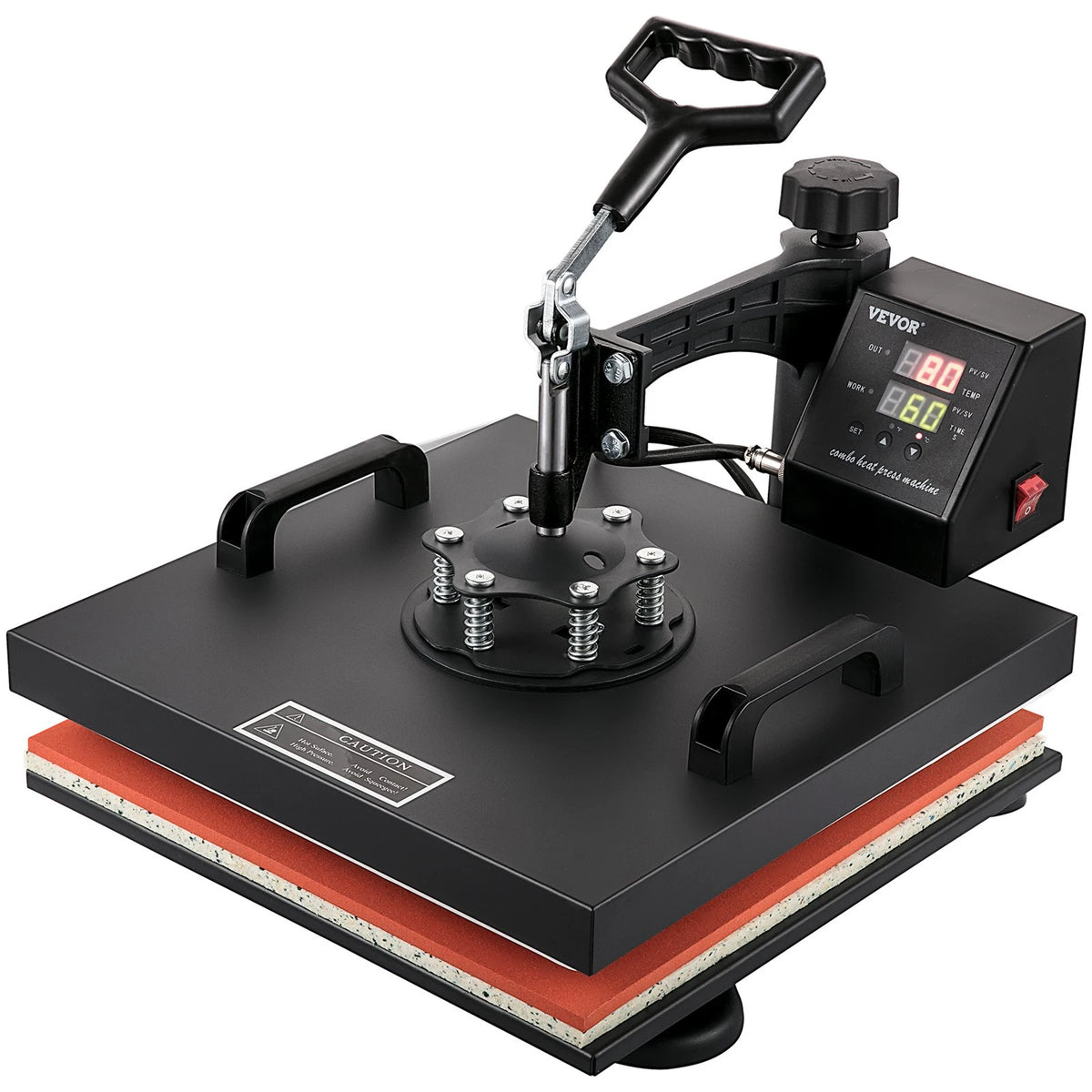 VEVOR Heat Press Machine 15x15Inch 8pcs 1050W Combo Digital Multifunctional Sublimation Heat Transfer Machine Dual LED Display for T Shirts Hat Mug Cap Plate Swing Away Design