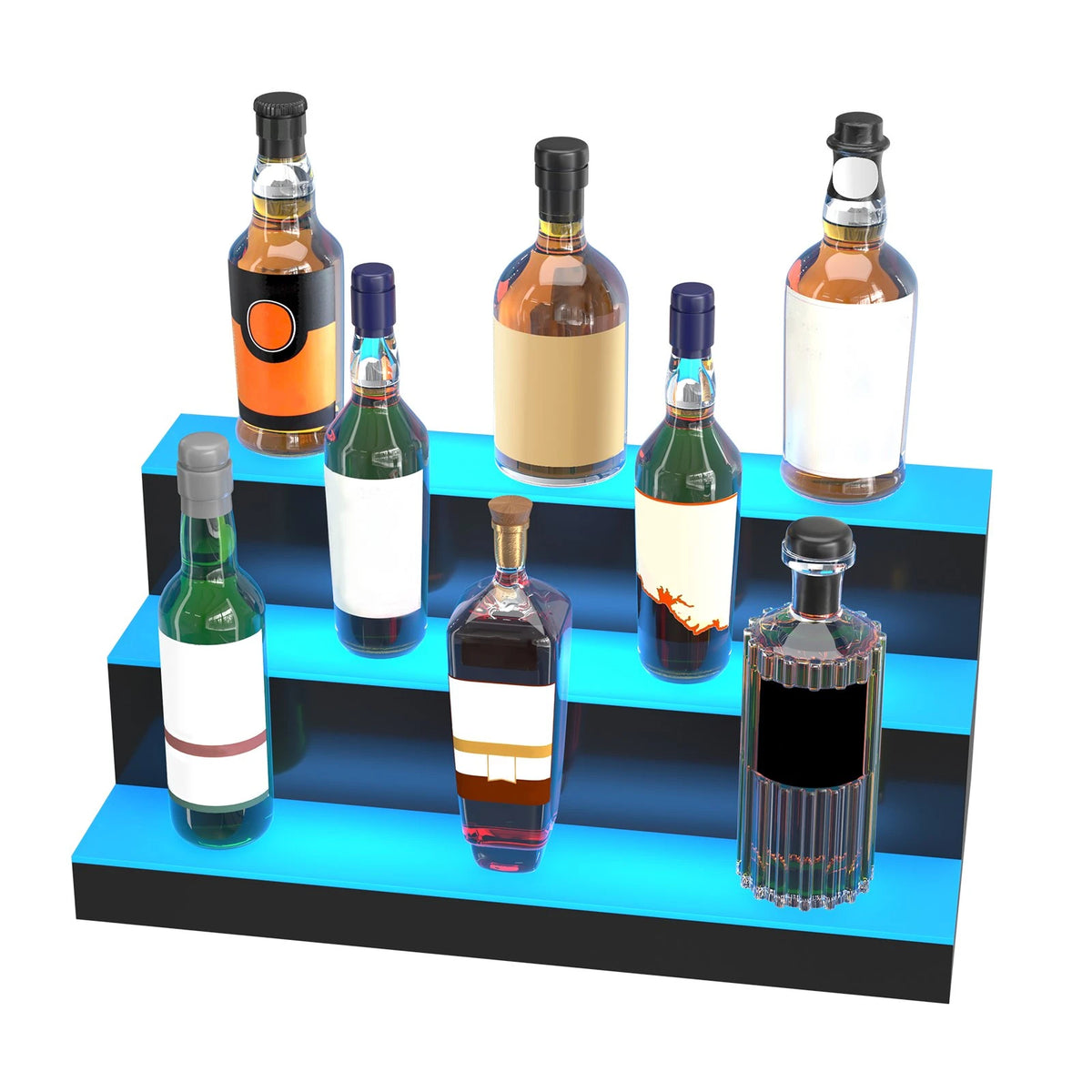 VEVOR LED Lighted Liquor Bottle Display Bar Shelf RF & App Control 24" 3-Step