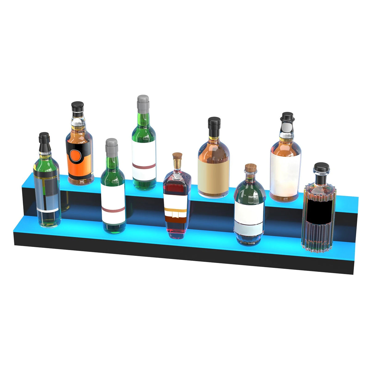 VEVOR LED Lighted Liquor Bottle Display Bar Shelf RF & App Control 40" 2-Step