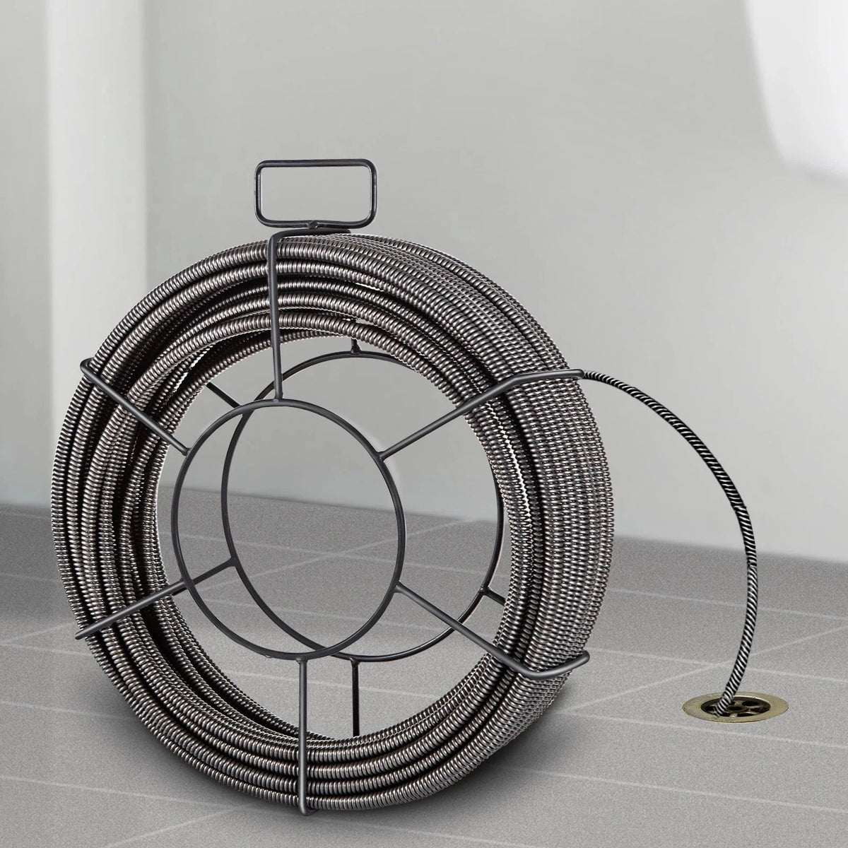 VEVOR Drain Cleaning Cable 100 Feet x 1/2 Inch Solid Core Cable Sewer Cable Drain Auger Cable Cleaner Snake Clog Pipe Drain Cleaning Cable Sewer Drain Auger Snake Pipe