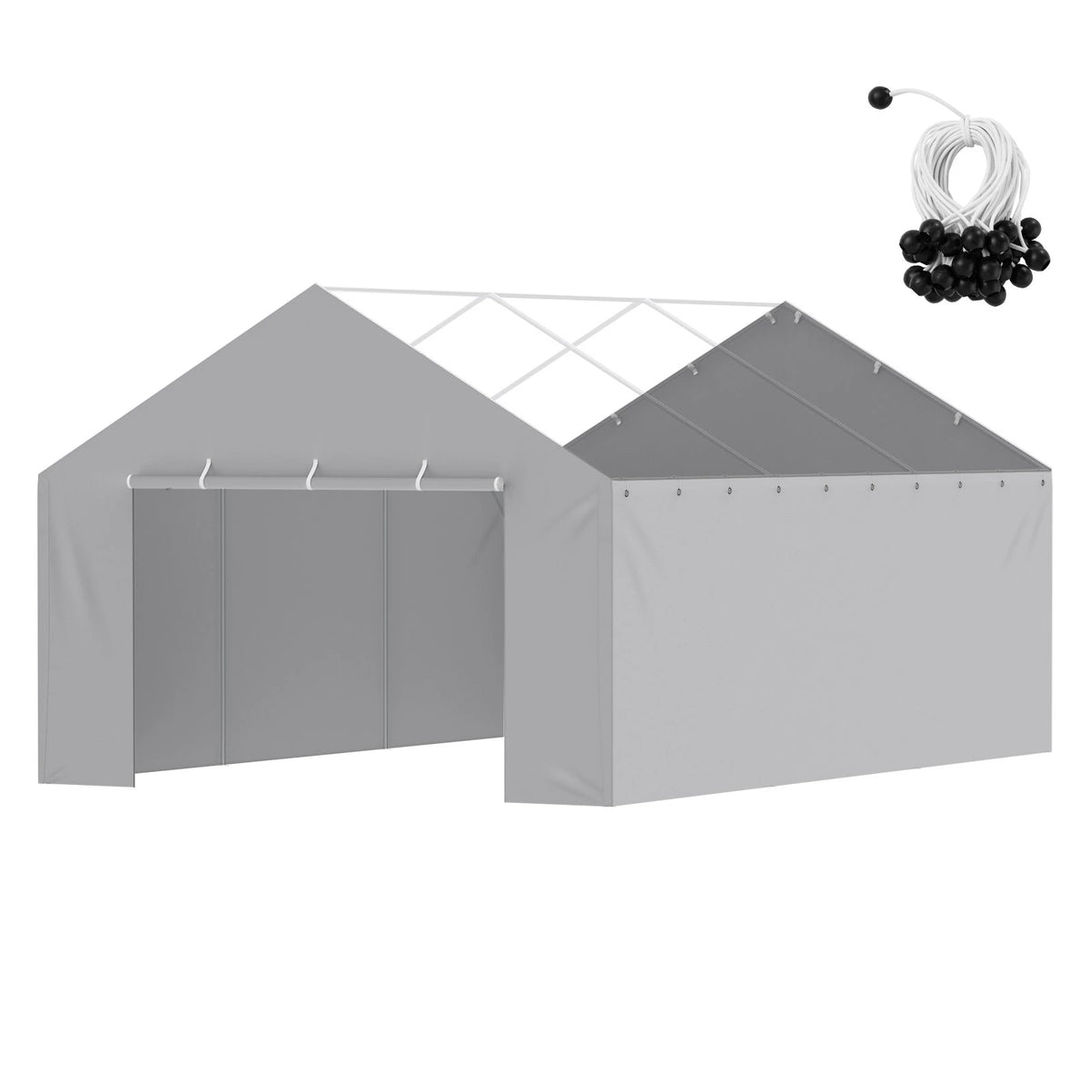 VEVOR Carport Replacement Canopy Cover Side Wall 13 x 20 ft, Garage Tent Shelter Tarp Heavy-Duty Waterproof & UV Protected, Easy Installation with Ball Bungees,Grey (Top and Frame Not Included)