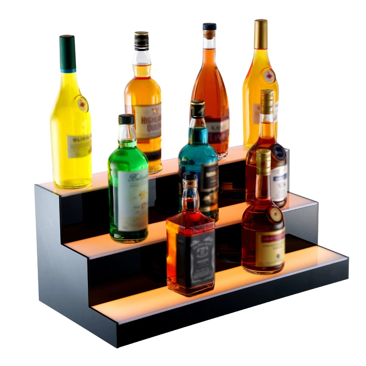 VEVOR LED Lighted Liquor Bottle Display Bar Shelf RF & App Control 24" 3-Step