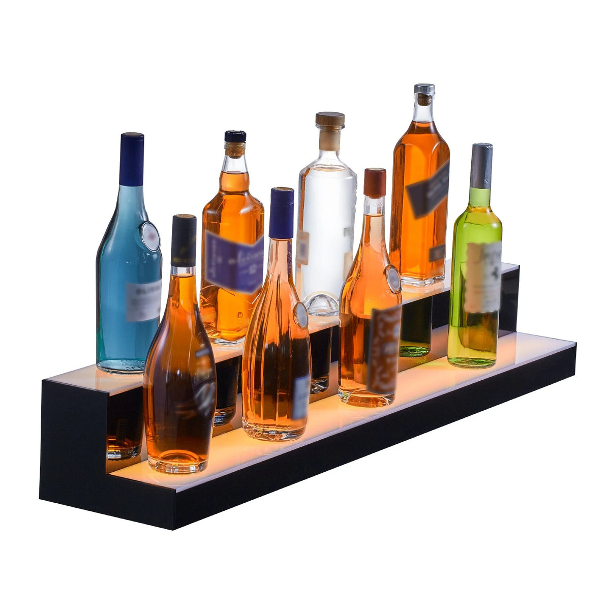 VEVOR LED Lighted Liquor Bottle Display Bar Shelf RF & App Control 40" 2-Step