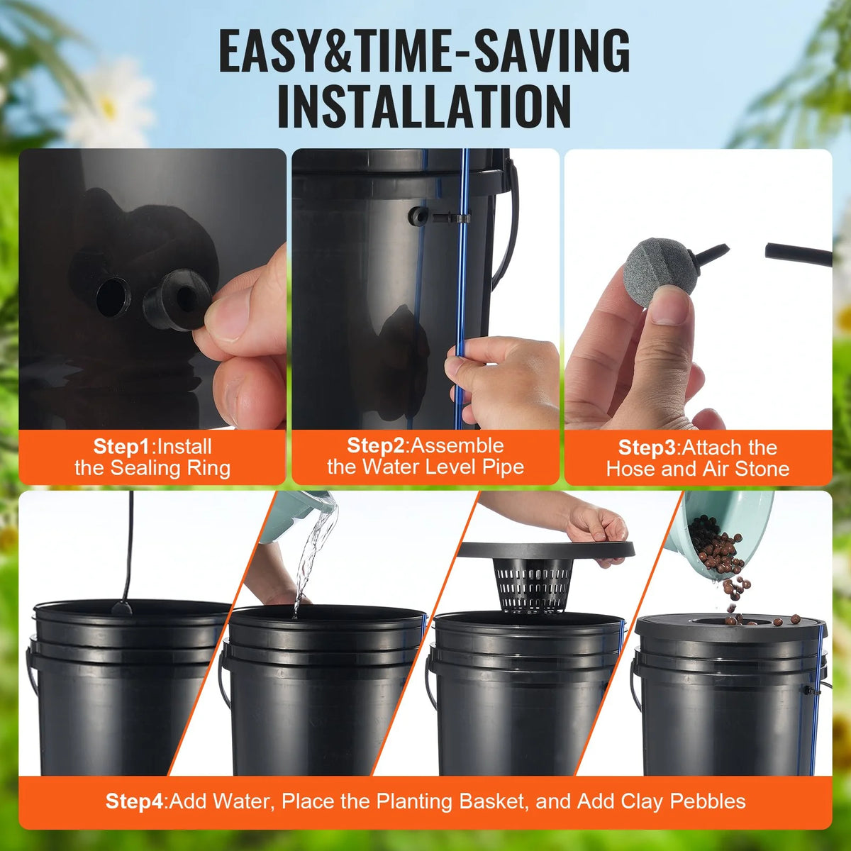 VEVOR DWC Hydroponic System, 5 Gallon 8 Buckets, Deep Water Culture Growing Bucket, Hydroponics Grow Kit with - view 14