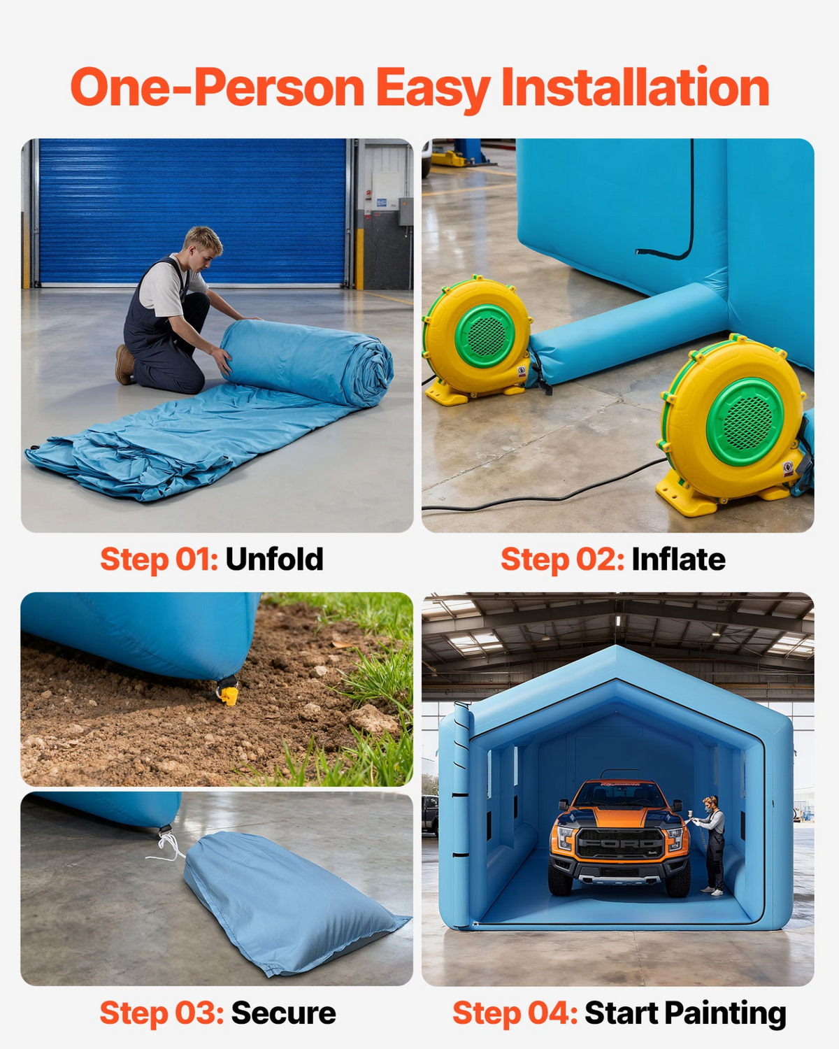 VEVOR Inflatable Paint Booth 39.37 x 16.40 x 13.12 ft - view 4