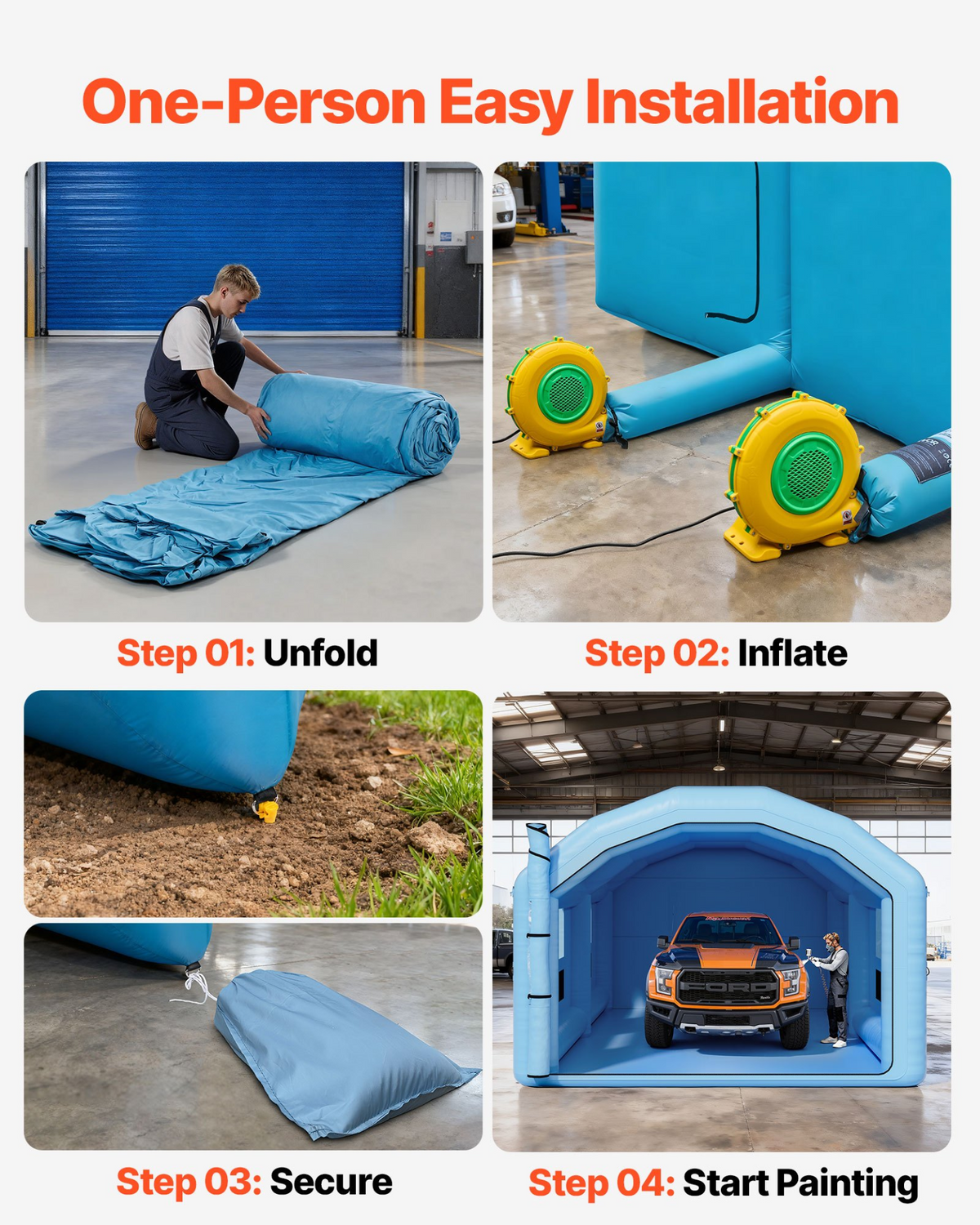VEVOR Inflatable Paint Booth 32.81 x 19.69 x 13.12 ft - view 4