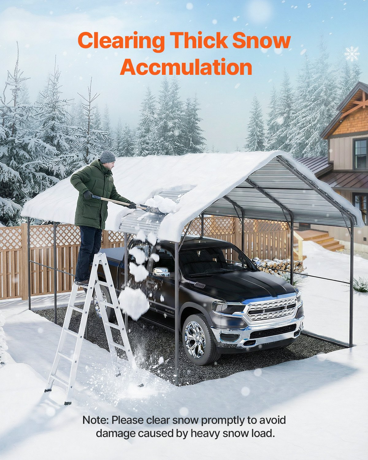VEVOR Heavy Duty Metal Carport 12' x 20' Outdoor Carport with Galvanized Steel Frame & Roof - view 12