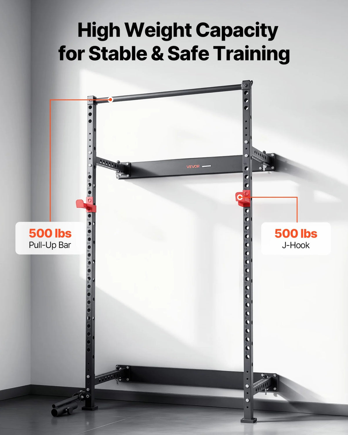 VEVOR Folding Power Cage, Wall-Mounted Power Rack Squat Rack, Multifunctional Strength Training Workout - view 4
