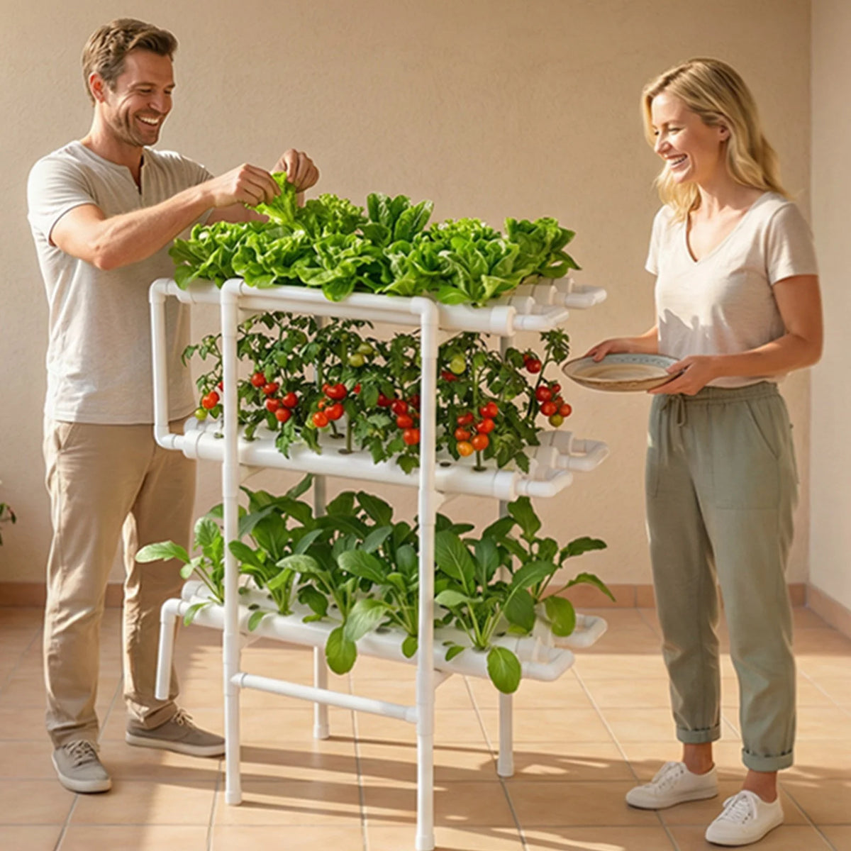 VEVOR Hydroponics Growing System Kit, 3-Tier 108 Sites UPVC Pipe Hydroponic Grow Kit with Timed Irrigation - view 7