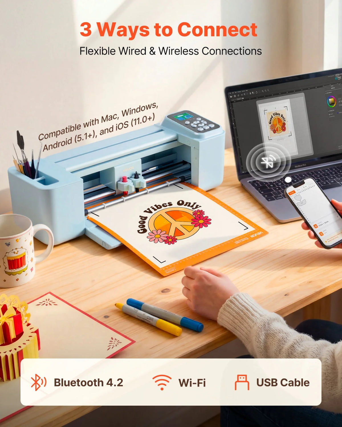 VEVOR Vinyl Cutting Machine, 12 in, Button and Screen Controlled Vinyl Cutter, 5000+ Built-in Design - view 6