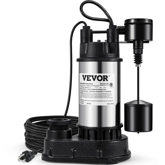 VEVOR 1.5 HP Submersible Cast Iron and Steel Sump Pump, 6000 GPH Submersible Water Pump with - view 1