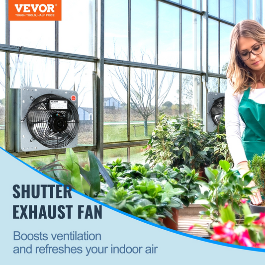 VEVOR 10'' Shutter Exhaust Fan, High-speed 820 CFM, Aluminum Wall Mount Attic Fan with AC-motor, Ventilation and Cooling for Greenhouses, Garages, Sheds, Shops, FCC