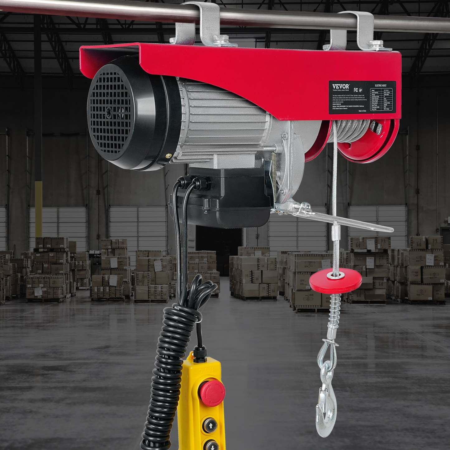 VEVOR Electric Hoist 1760lbs with 14ft Wired Remote Control, Electric Hoist 110 Volt with 40ft Single Cable Lifting Height & Pure Copper Motor, for Garage Warehouse Factory