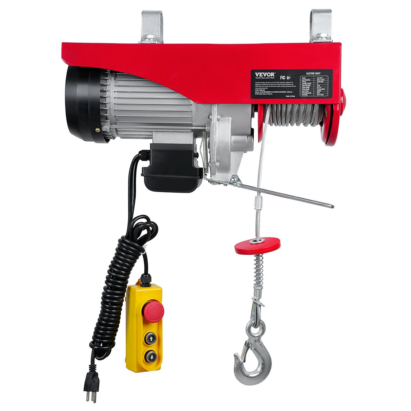 VEVOR Electric Hoist 1760lbs with 14ft Wired Remote Control, Electric Hoist 110 Volt with 40ft Single Cable Lifting Height & Pure Copper Motor, for Garage Warehouse Factory