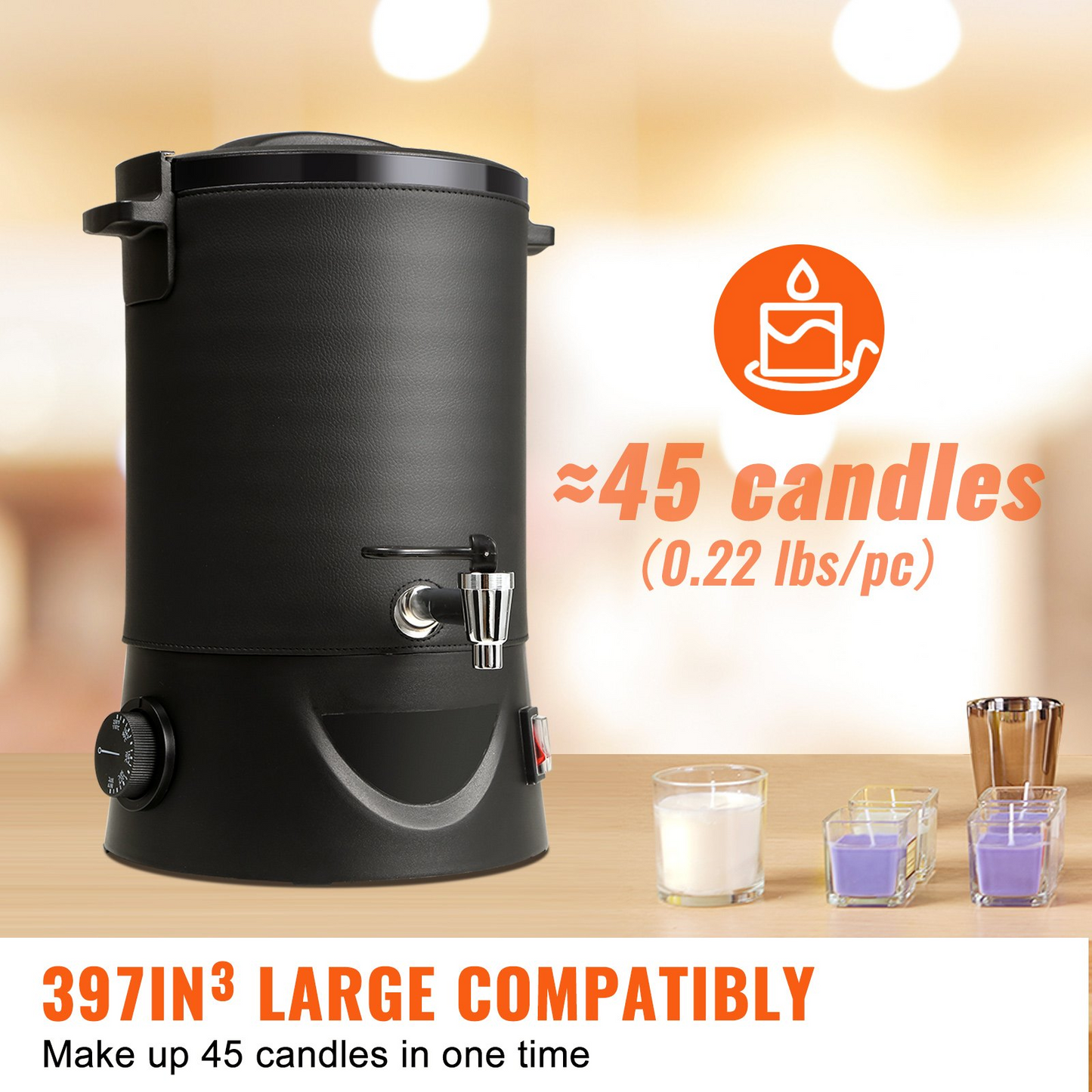 VEVOR Wax Melter for Candle Making, 6.5 Liter Large Electric Wax Melting Pot Easy Pour Spout, 9-level Temperature Control, Easy Clean for Candle Soap Cream Beauty Bulk Production Business or Home