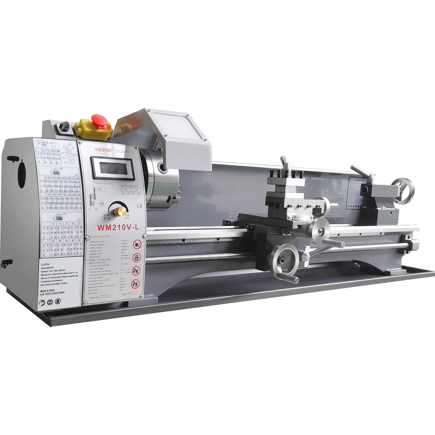 VEVOR Metal Lathe Machine, 8.3'' x 29.5'', Precision Benchtop Power Metal Lathe, 0-2500 RPM Continuously Variable Speed, 750W Brushless Motor Metal Gears, with Tool Box for Processing Precision Parts