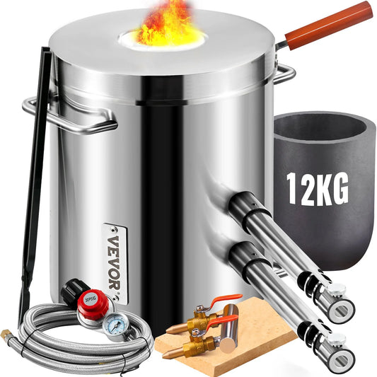 12KG Propane Melting Furnace Kit, Metal Smelting Forge w/ Crucible & Tongs - view 1