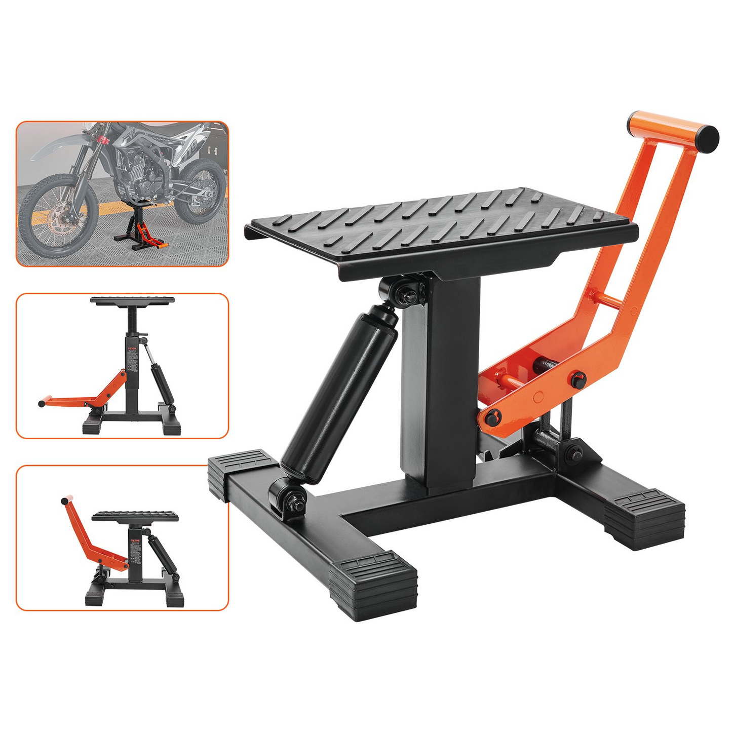 VEVOR Dirt Bike Lift Stand, Motorcycle Jack Lift Stand 440 lbs Capacity and Hydraulic Lift Operation, Adjustable Height Hoist Table, for Dirt Pit Bike Repair, Maintenance, Dirt Bike Accessories