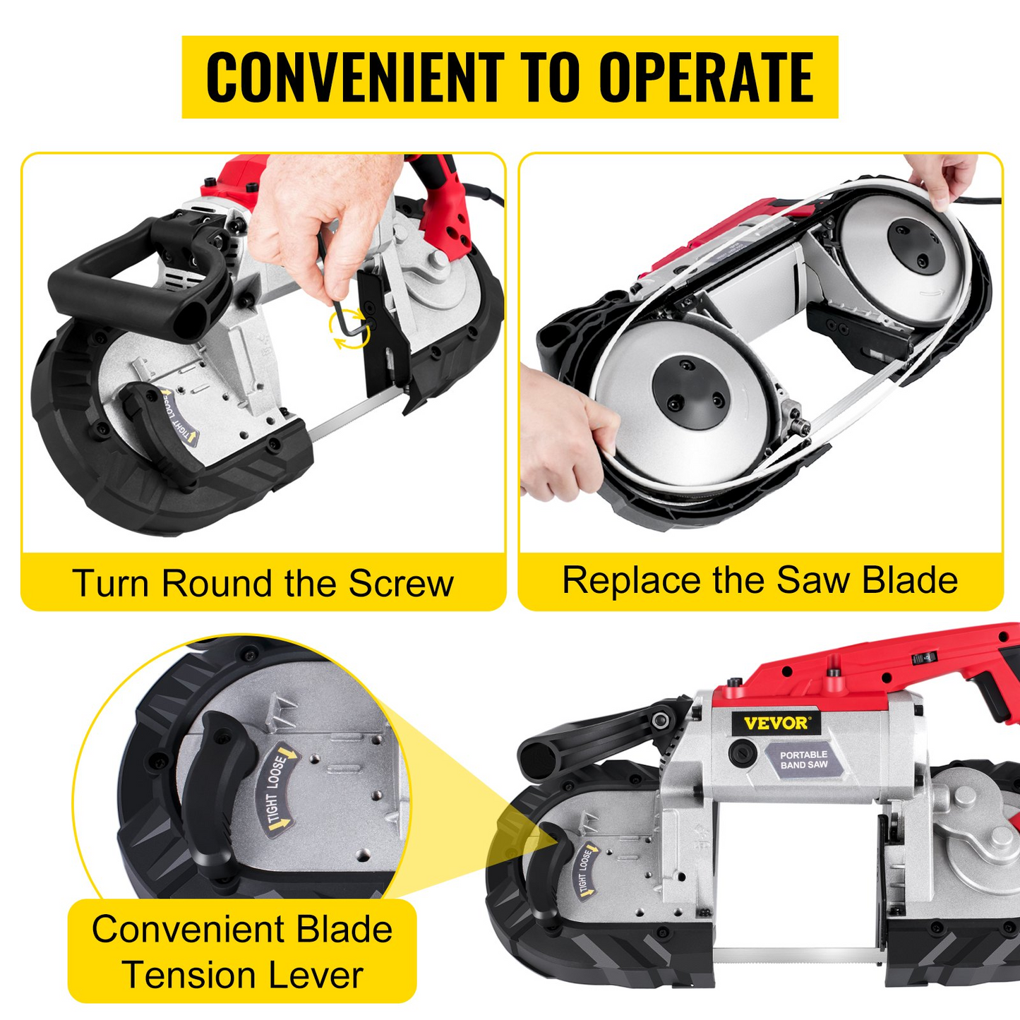 VEVOR Variable-Speed 5" Deep Cut Portable Band Saw 110V 10-A Motor Tested to UL Standards