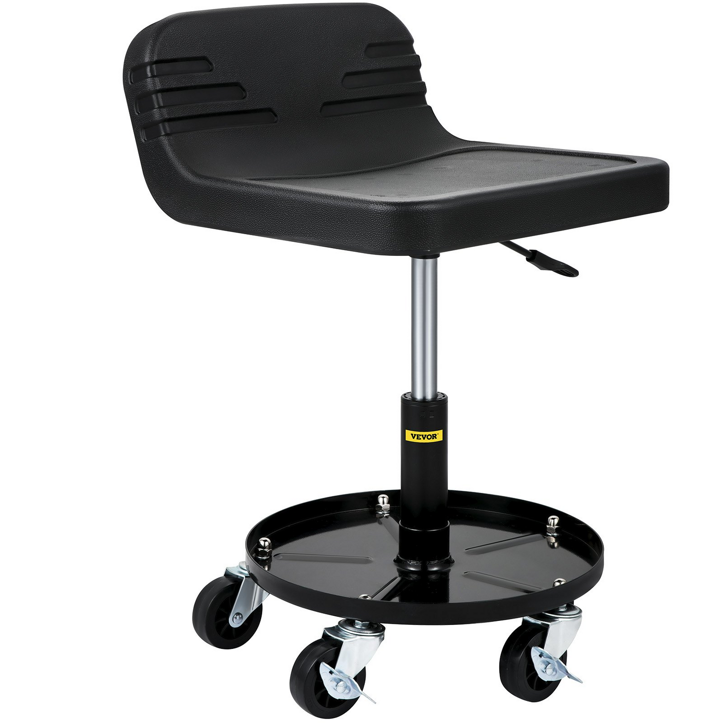 VEVOR Rolling Garage Stool, 300LBS Capacity, Adjustable Height from 15.7 in to 20.5 in, Mechanic Seat with 360-degree Swivel Wheels and Tool Tray, for Workshop, Auto Repair Shop, Black