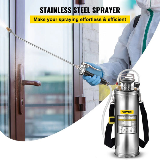 3 Gallon Stainless Steel Sprayer, 20" Wand & 3FT Reinforced Hose, Hand Pump Sprayer with Pressure - view 1