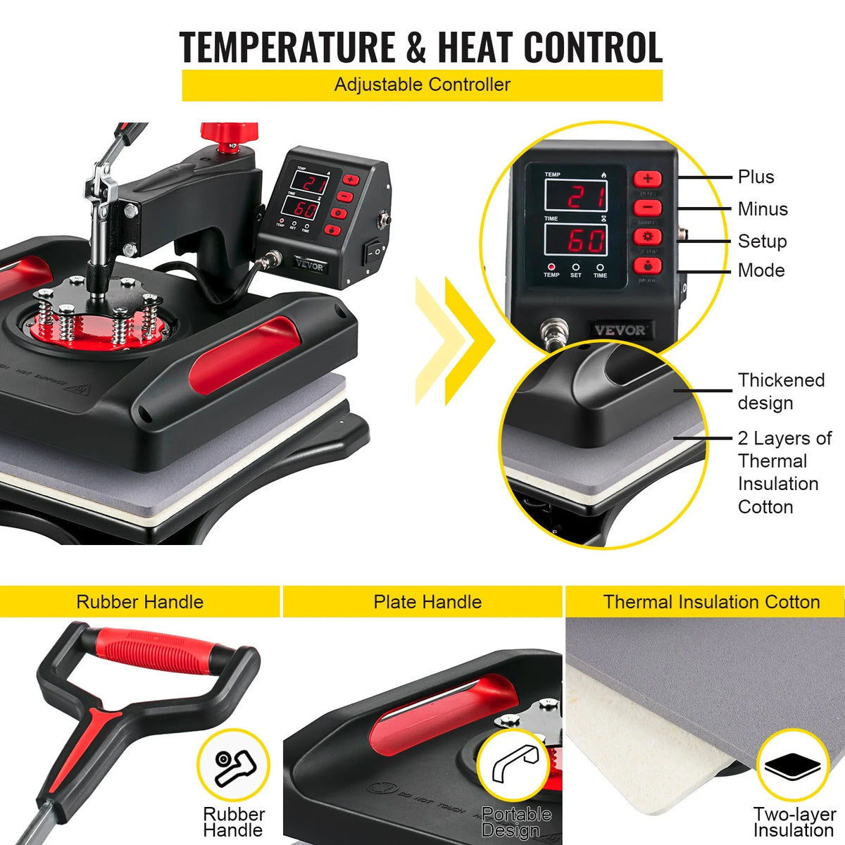 VEVOR Upgrade Heat Press Machine ETL Safety Certification 15 x 15 in 8-in-1 Heat Press Power-Saving - view 4