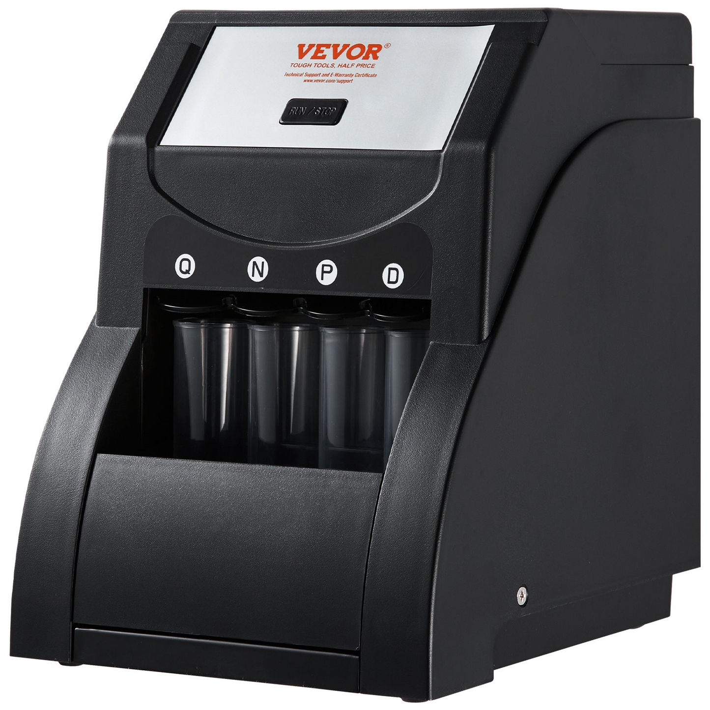 VEVOR USD Coin Sorter, Coin Sorter Machine for USD Coin 1￠ 5￠ 10￠ 25￠, Sorts up to 230 Coins/min, Coin Sorter and Wrapper Machine Holds 200 Coins Included 4 Coin Tubes, Black