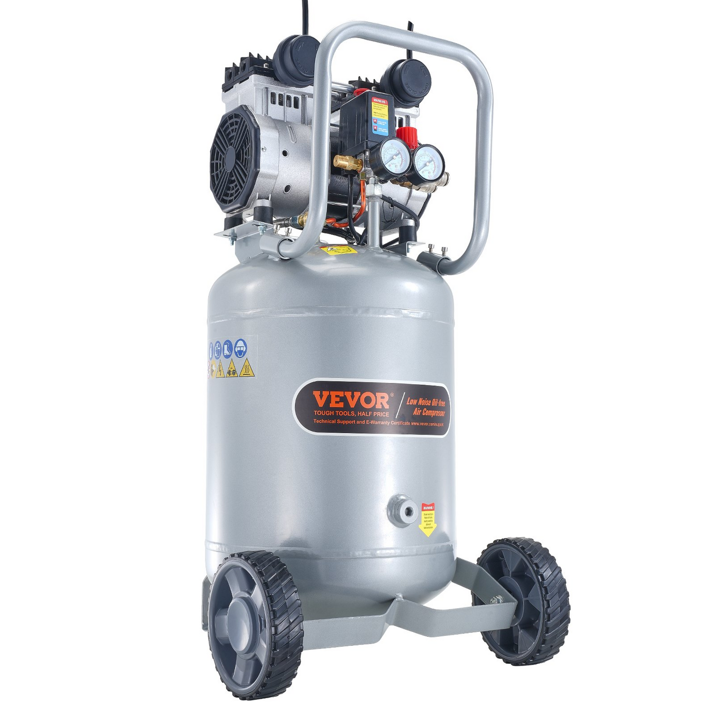 VEVOR 13 Gallon Air Compressor, 2HP 4.6 SCFM@90PSI Oil Free Air Compressor Tank, 66dB Ultra-Quiet Compressor for Tire Inflation, Auto Repair, Woodwork Nailing, Spray Painting (125PSI Max Pressure)