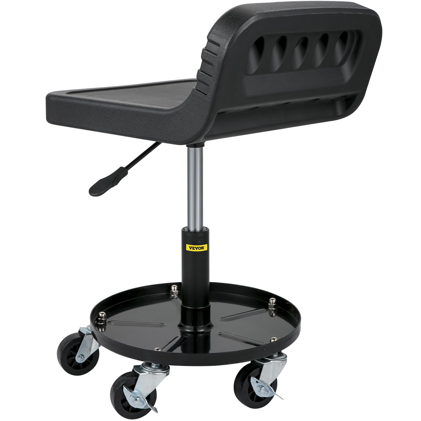 VEVOR Rolling Garage Stool, 300LBS Capacity, Adjustable Height from 15.7 in to 20.5 in, Mechanic Seat with 360-degree Swivel Wheels and Tool Tray, for Workshop, Auto Repair Shop, Black