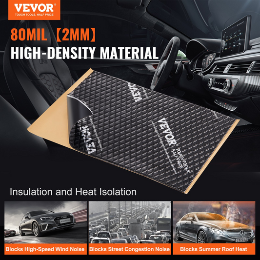 VEVOR Car Sound Deadening Mat, 80 mil 10 sqft Car Sound Dampening Material, Butyl Automotive Sound Deadener, Noise Insulation and Vibration Dampening Material for Car