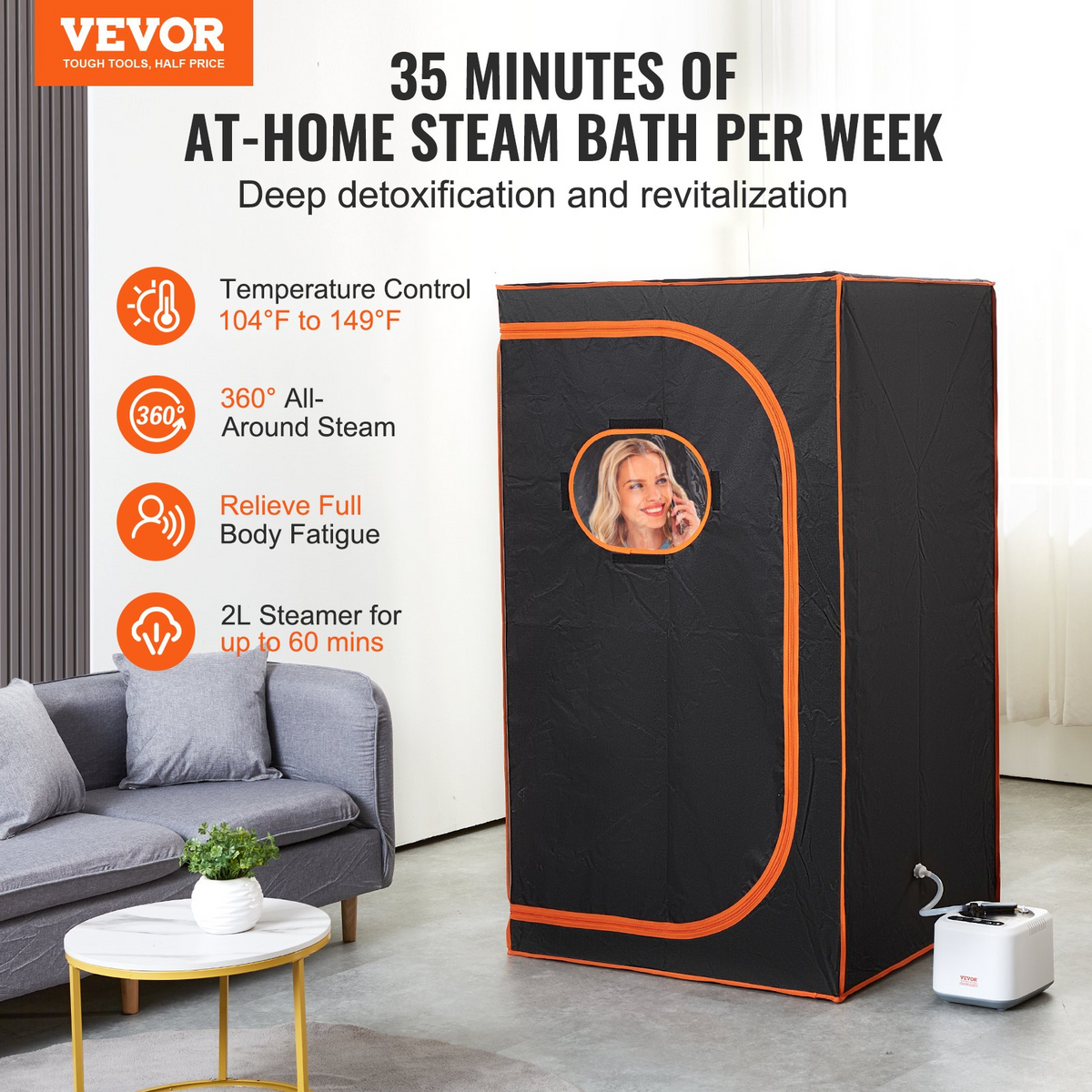 VEVOR Portable Steam Sauna Tent Full Size 1000W Personal Sauna Blanket Kit for Home Spa