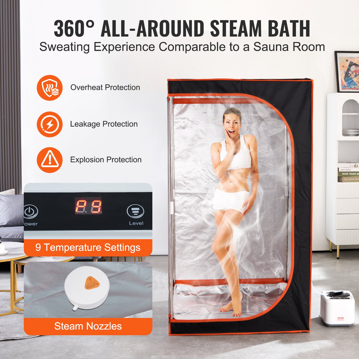 VEVOR Portable Steam Sauna Tent Full Size 1000W Personal Sauna Blanket Kit for Home Spa - view 2