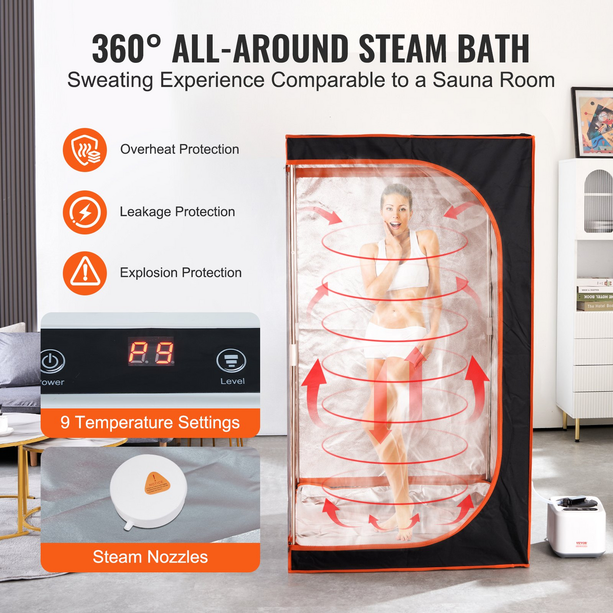 VEVOR Portable Steam Sauna Tent Full Size 1000W Personal Sauna Blanket Kit for Home Spa - view 11