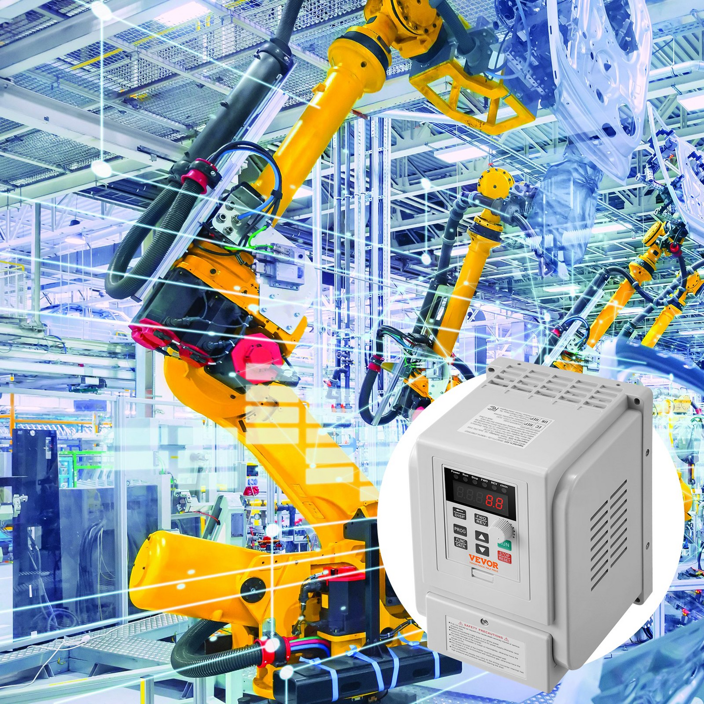 VEVOR VFD 2.2KW 10A 3HP Variable Frequency Drive for 3-Phase Motor Speed Control