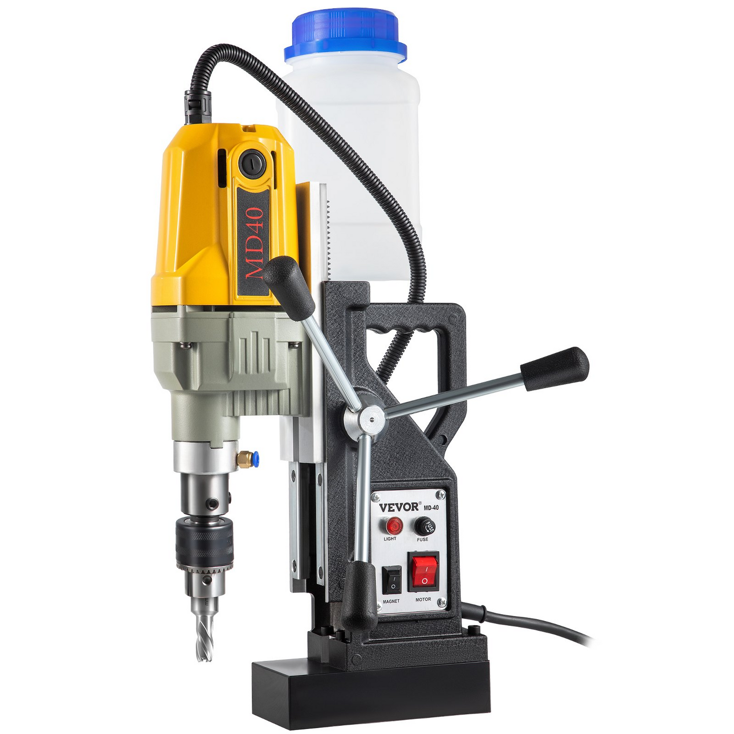 VEVOR Magnetic Drill, 1100W 1.57" Boring Diameter, 2697lbf/12000N Portable Electric Mag Drill Press with 7 Bits, 580 RPM Max Speed Drilling Machine for any Surface and Home Improvement