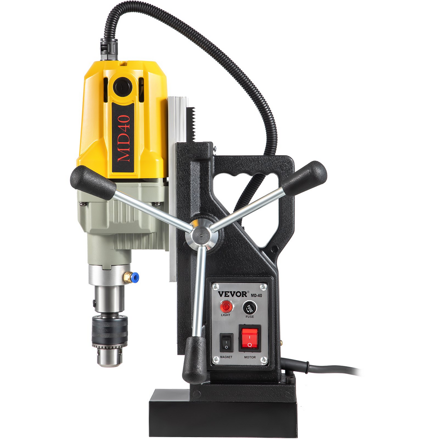 VEVOR Magnetic Drill, 1100W 1.57" Boring Diameter, 2697lbf/12000N Portable Electric Mag Drill Press with 7 Bits, 580 RPM Max Speed Drilling Machine for any Surface and Home Improvement