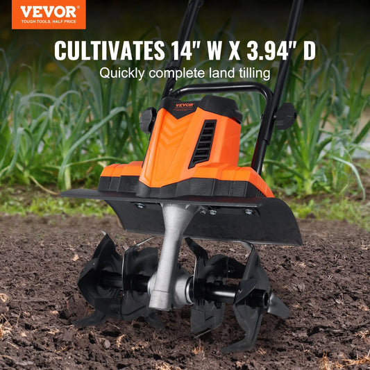 VEVOR 10 Amp Electric Tiller, 14" Tilling Width 3.94" Tilling Depth Corded Electric - view 1